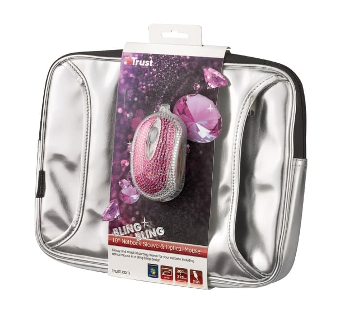 Trust Borsa Grigia PER Netbook 10"+ Mouse ROSA Bling Bling 17309 - Immagine 1