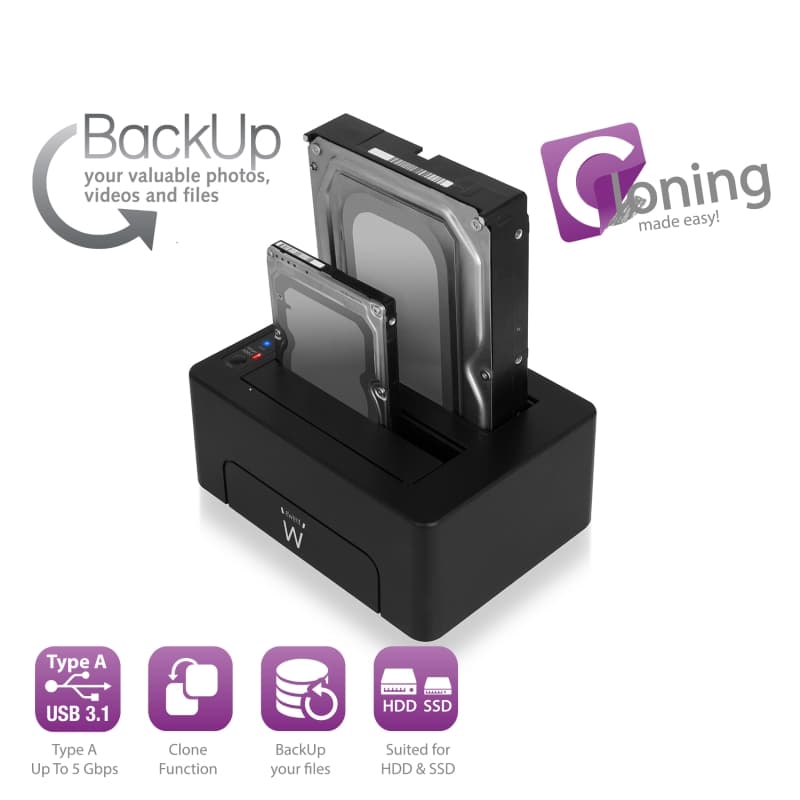 Ewent Docking Station USB 3.0 PER Harddisk SATA DA 2.5”/3.5" EW7014