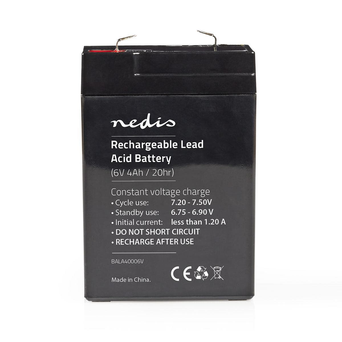 Nedis Batteria AL Piombo Ricaricabile 6V/4A 70*47*101MM BALA40006V