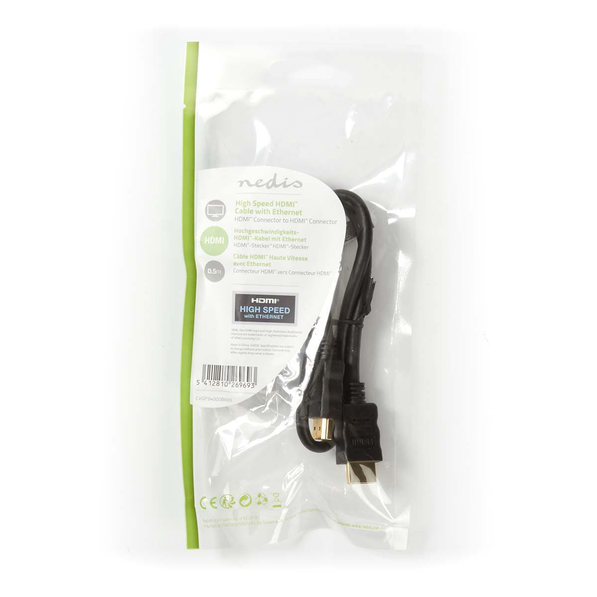 Nedis CAVO HDMI M/M 0,5MT ALTA Velocita CON Ethernet CVGP34000BK05