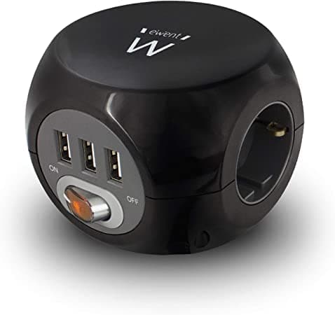 Ewent Multipresa CUBO 3 Posti CON Caricatore USB Black EW3938