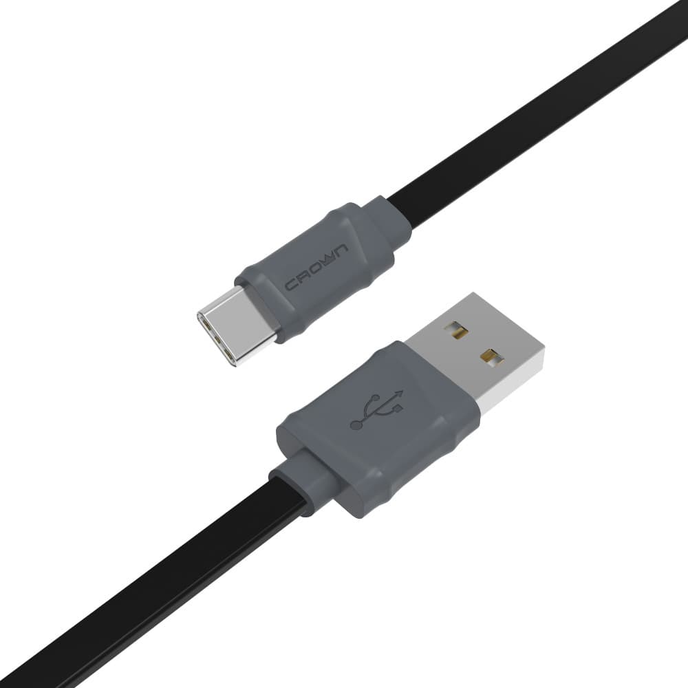 Crown CAVO USB TYPE-C DATI E Ricarica 1MT 2A Black CAVO Piatto CMCU-006C
