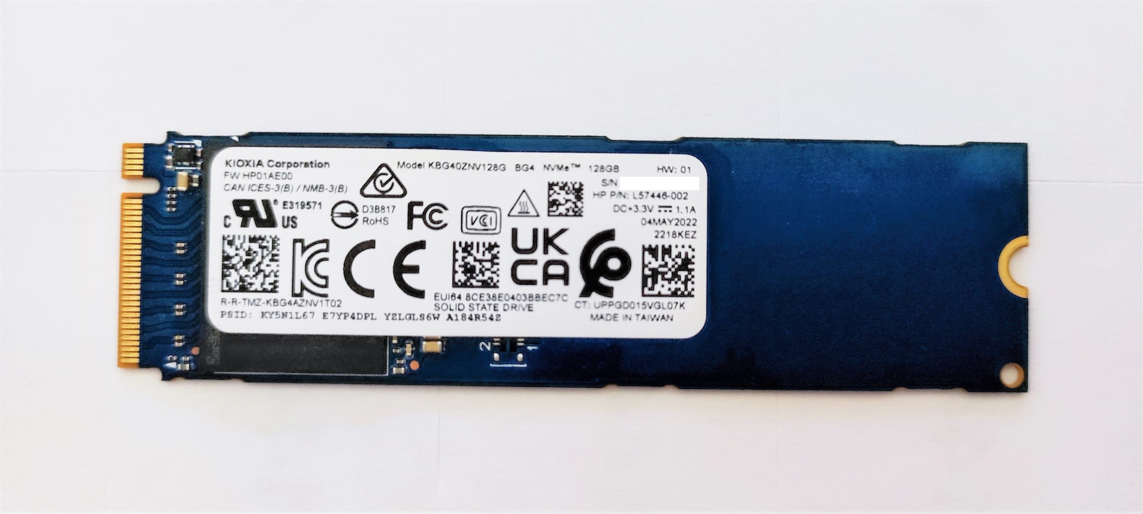 Kioxia Solid State Drive SSD 128GB M.2 NVMe PCIe L57446-002 kbg40znv128g OEM BULK - Immagine 1