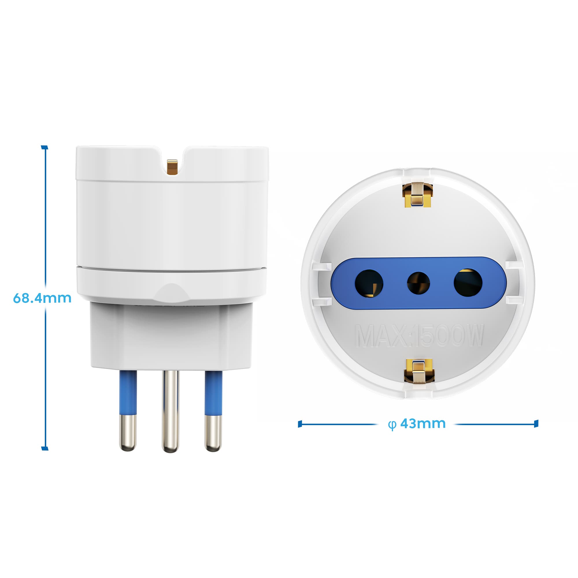Ewent Adattatore Elettrico 1 Presa Spina Italiana 10A EW1198 - Immagine 1