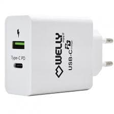 Welly PRO Caricatore USB Universale RETE Elettrica 1 Porta USB-A E 1 Porta USB-C 18W WY11100 - Immagine 1