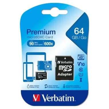 Verbatim Micro SDHC 64GB CON Adattatore Classe 10 44084 - Immagine 1