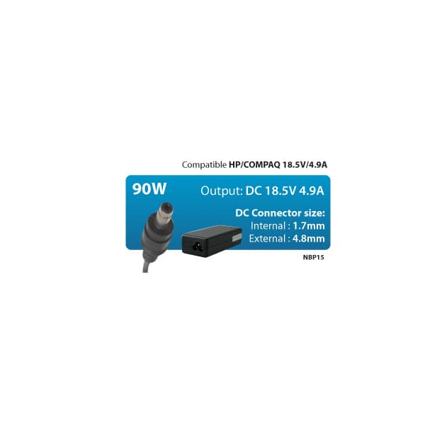 Hantol Alimentatore 90 W Compatibile CON Compaq HP 18.5V 4.9A 1.7/4.8 Bullet NBP15