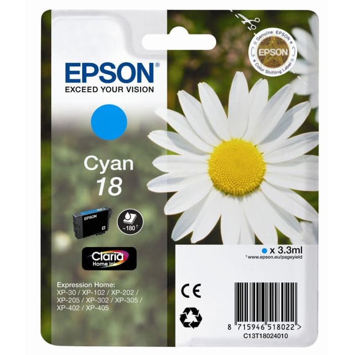 Epson Cartuccia Originale Expression HOME Ciano C13T18024020 - Immagine 1