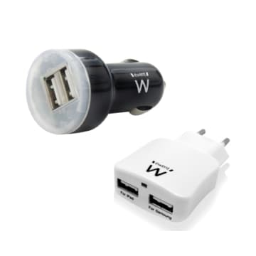 Ewent KIT DI Ricarica DA Viaggio E CASA 2.1 A EW1206