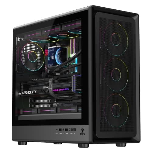 Case Itek M.tower " Meshcore 36B - Gaming Tower, Atx, 4x14cm Argb Fan, 2xUSB3, Type-c, Temp Glass Side Panel, - ITGCAMC36B