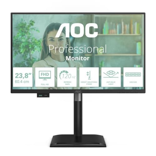 Monitor Aoc LED 23.8" Wide 24P4U IPS 1920x1080 120Hz 4ms 300cd/mq 50.000.000:1 2x2W mm Reg.h Pivot Vga HDMI dp USB