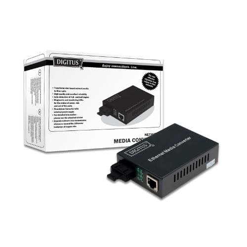 Media Converter Digitus 10/100/1000 Gigabit Media Converter RJ45 - Fibra Ottica st 1000Base-SX - DN82110