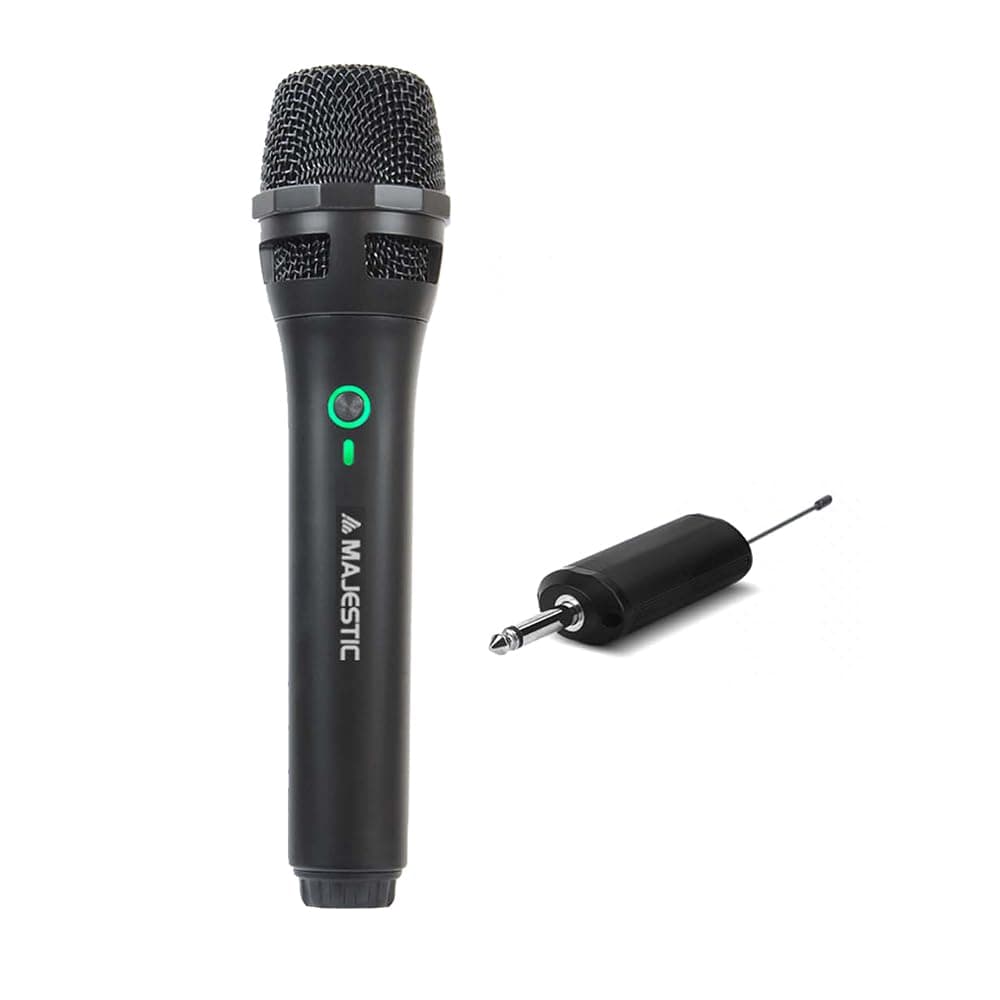 Majestic MIC 601W – Microfono Wireless UHF con ricevitore ricaricabile, nero