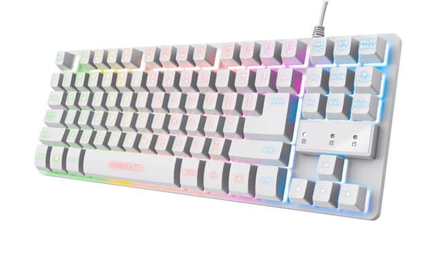 GXTrust 833W Thado Tastiera Gaming TKL Layout Italiano QWERTY, Design Compatto più Piccolo del 20%, Anti-Ghosting, 69% Plastica Riciclata, LED Keyboard USB per PC/Laptop - Bianco