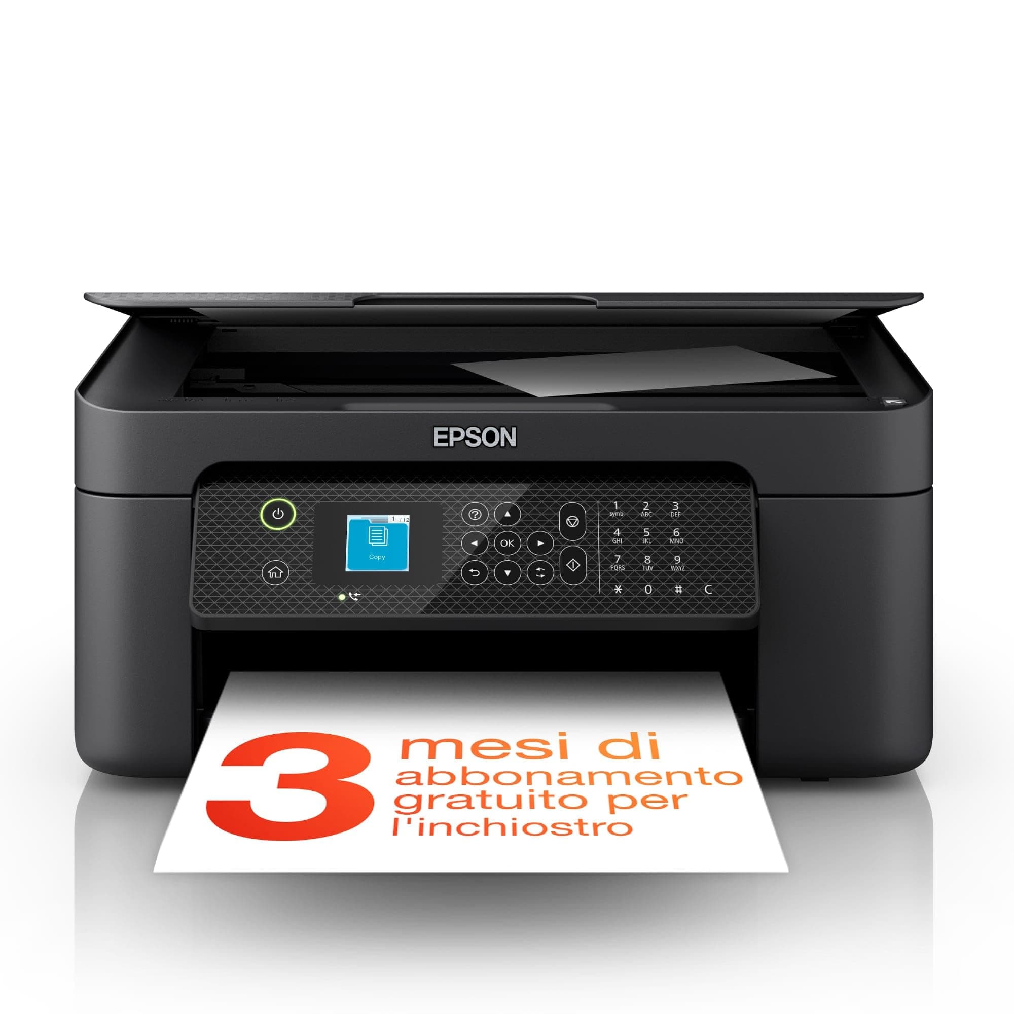 Epson Workforce WF-2910DWF Stampante Multifunzione A4 a getto d'inchiostro (Stampa Fronte Retro, Scansione, Copia, Fax) Display LCD 3.7cm, WiFi, Ethernet, Stampa da mobile e su Cloud, AirPrint