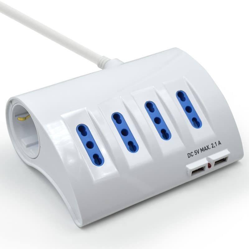 Ewent Multipresa DA Scrivania 4 Prese ITA 2 ITA/SCHUKO - 2 USB EW3934 - Immagine 1