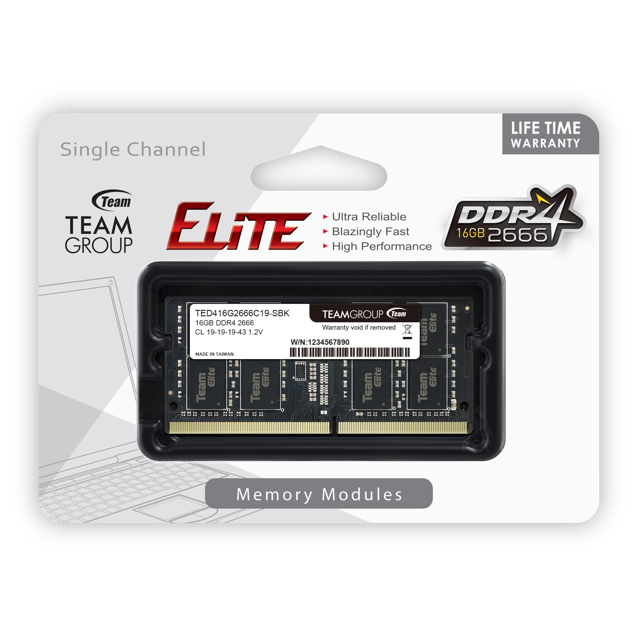 TEAM Group Elite RAM SO-DDR4 16GB 2666MHZ TED416G2666C19-S01 - Immagine 1