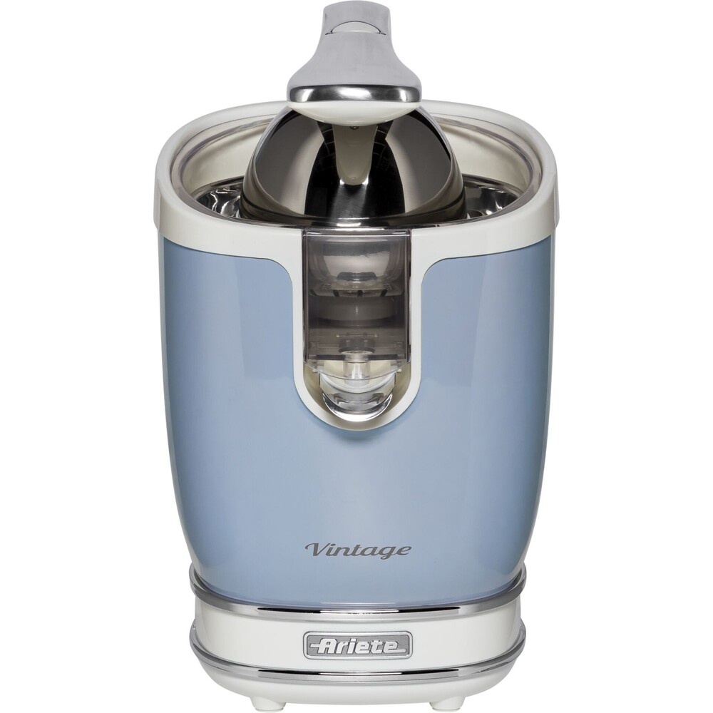 Ariete 413 Spremiagrumi Elettrico con Leva - Salvagoccia - Motore Silenzioso - 85 Watt - Design Vintage - Celeste